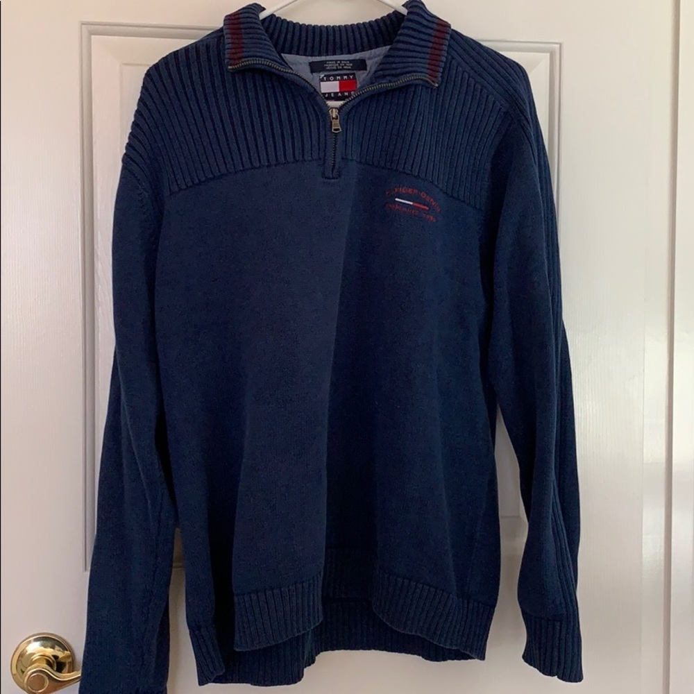 Tommy Hilfiger navy knit quarter zip sweater